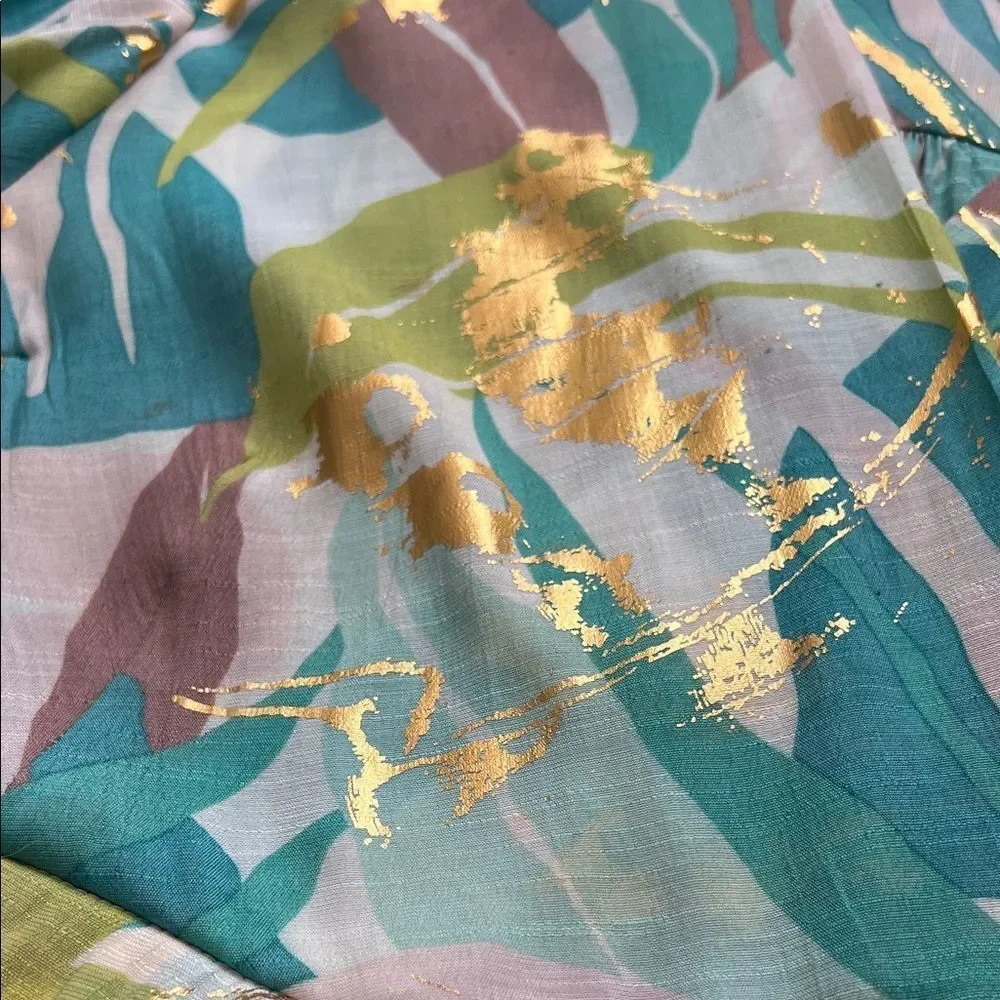 Like New! Harve Bernard Elegant Multicolor Faux Wrap Tie Front Blouse in 2X